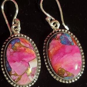 Kingman Pink Dalia Sterling Silver Earrings